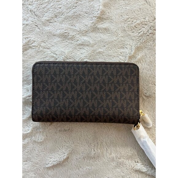 Michael Kors Jet Set Travel Large Brown Flat Phone Case Wallet - Picture 3 of 10